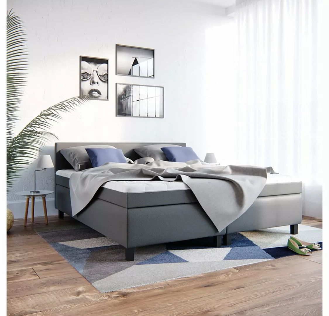 VitaliSpa Boxspringbett Philly 180 cm grau Gr. 200 x 180 günstig online kaufen