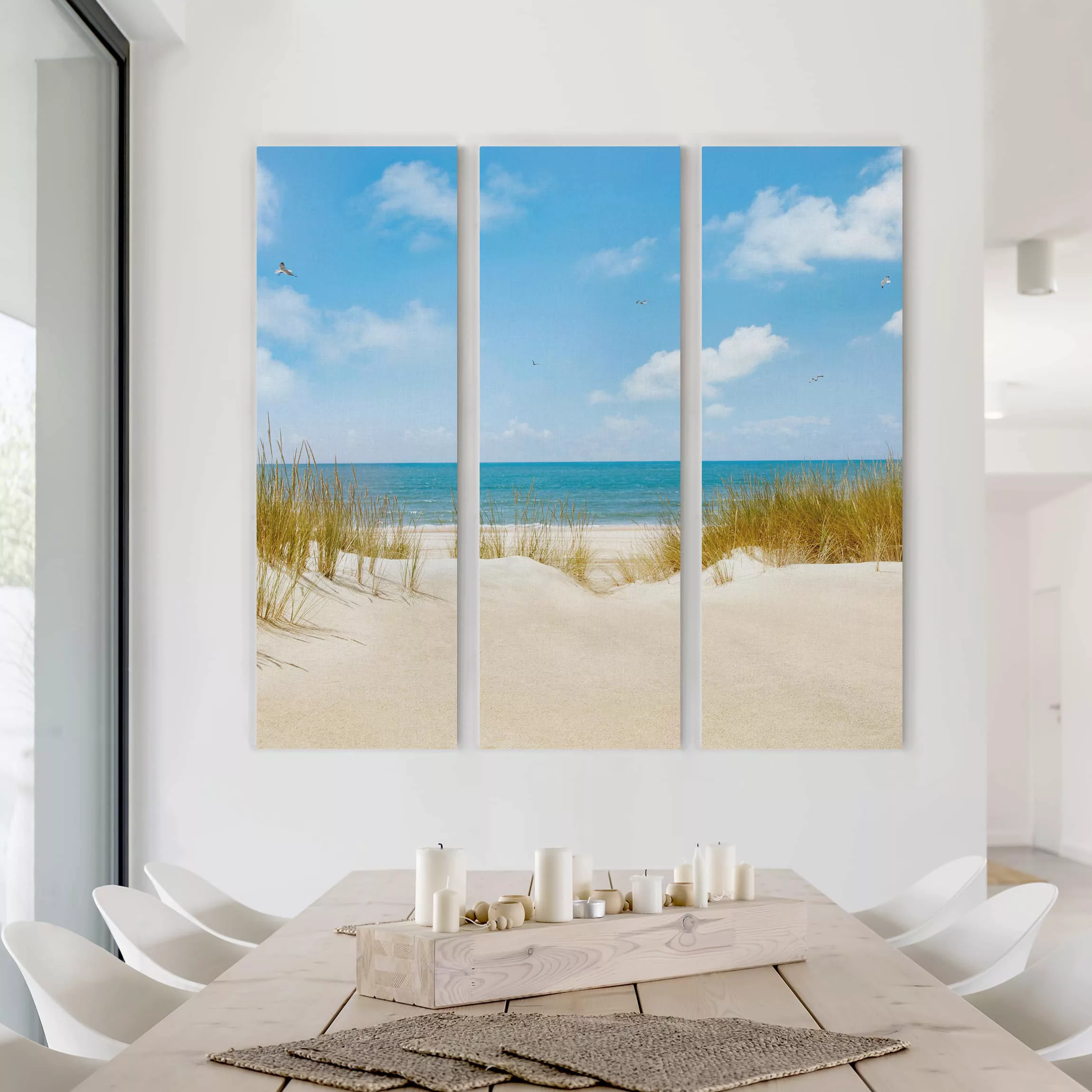 3-teiliges Leinwandbild - Quadrat Strand an der Nordsee günstig online kaufen