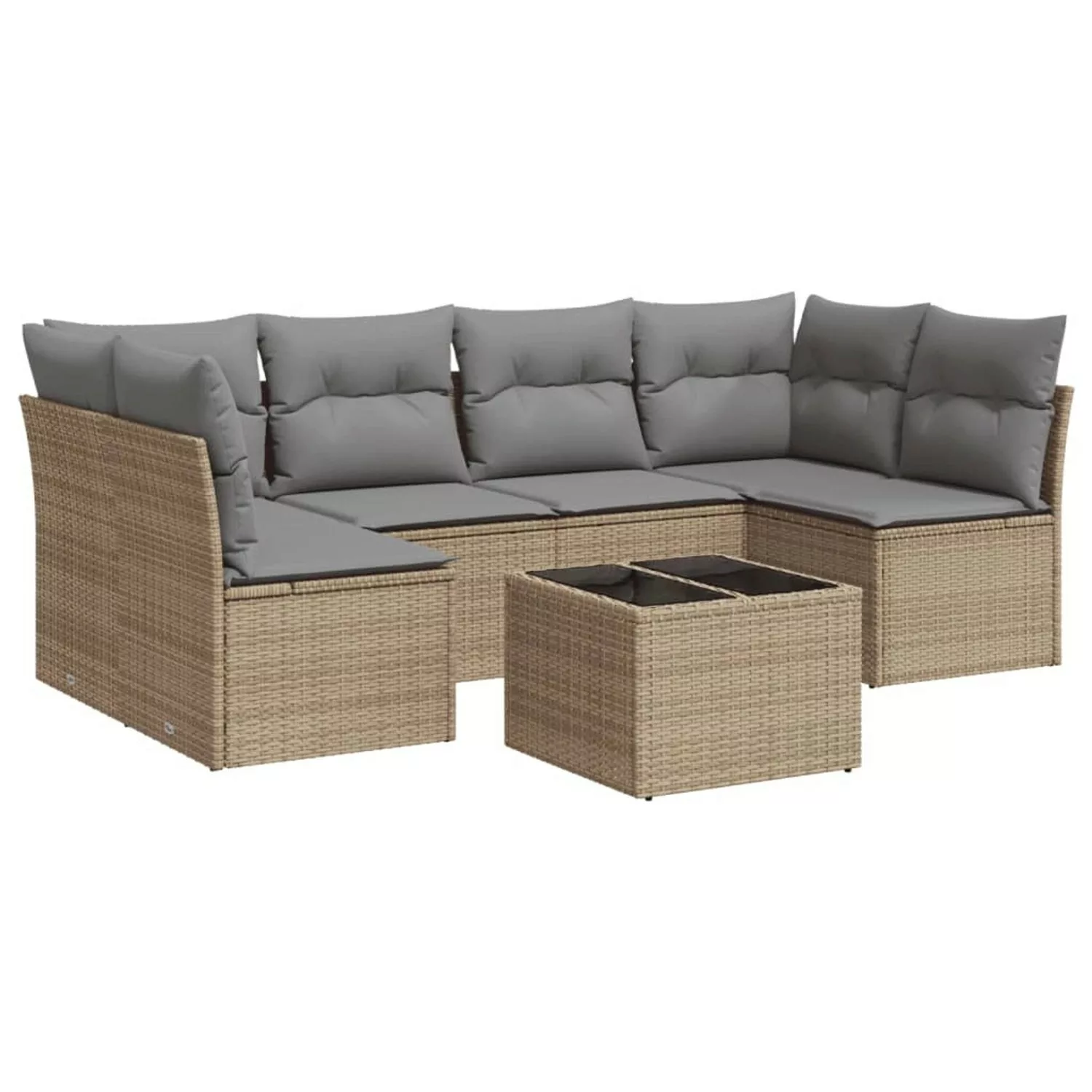 vidaXL 7-tlg Garten-Sofagarnitur mit Kissen Beige Poly Rattan Modell 73 günstig online kaufen