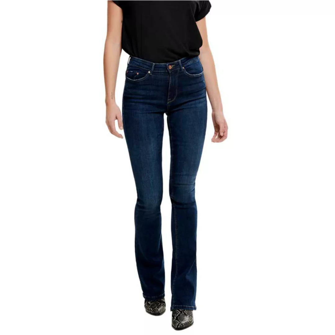 Only Damen Jeans ONLPAOLA FLARE AZGZ878 Flared Fit - Blau - Dark Blue Denim günstig online kaufen