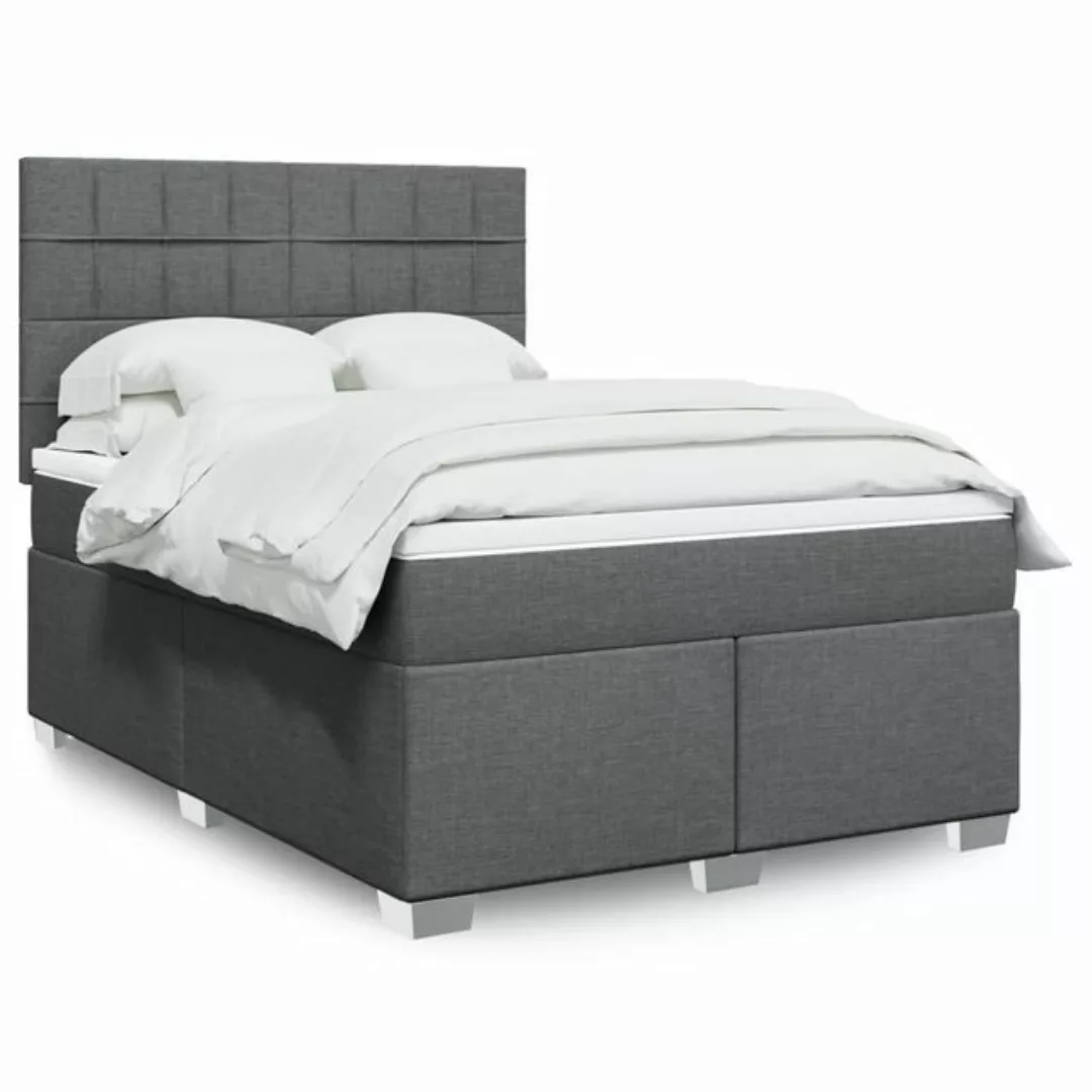 vidaXL Boxspringbett mit Matratze Dunkelgrau 140x200 cm Stoff2100020 günstig online kaufen