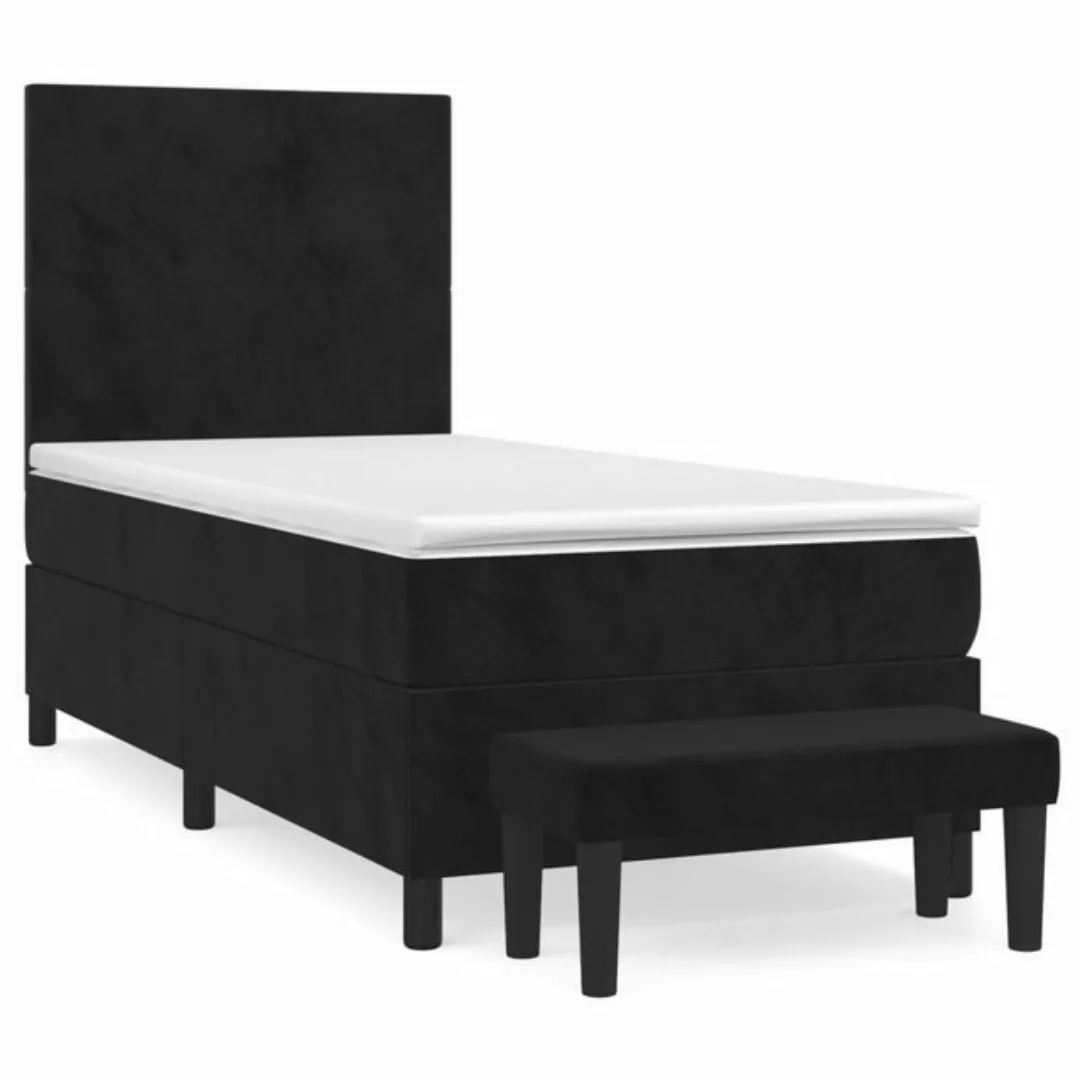 furnicato Bett Boxspringbett mit Matratze Schwarz 100x200 cm Samt (1-tlg) günstig online kaufen