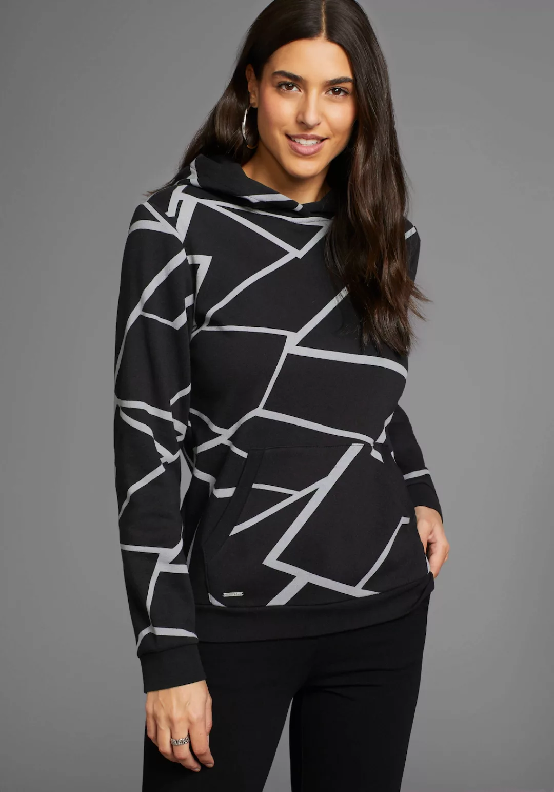 Laura Scott Hoodie mit modernem Allover-Print - NEUE KOLLEKTION günstig online kaufen