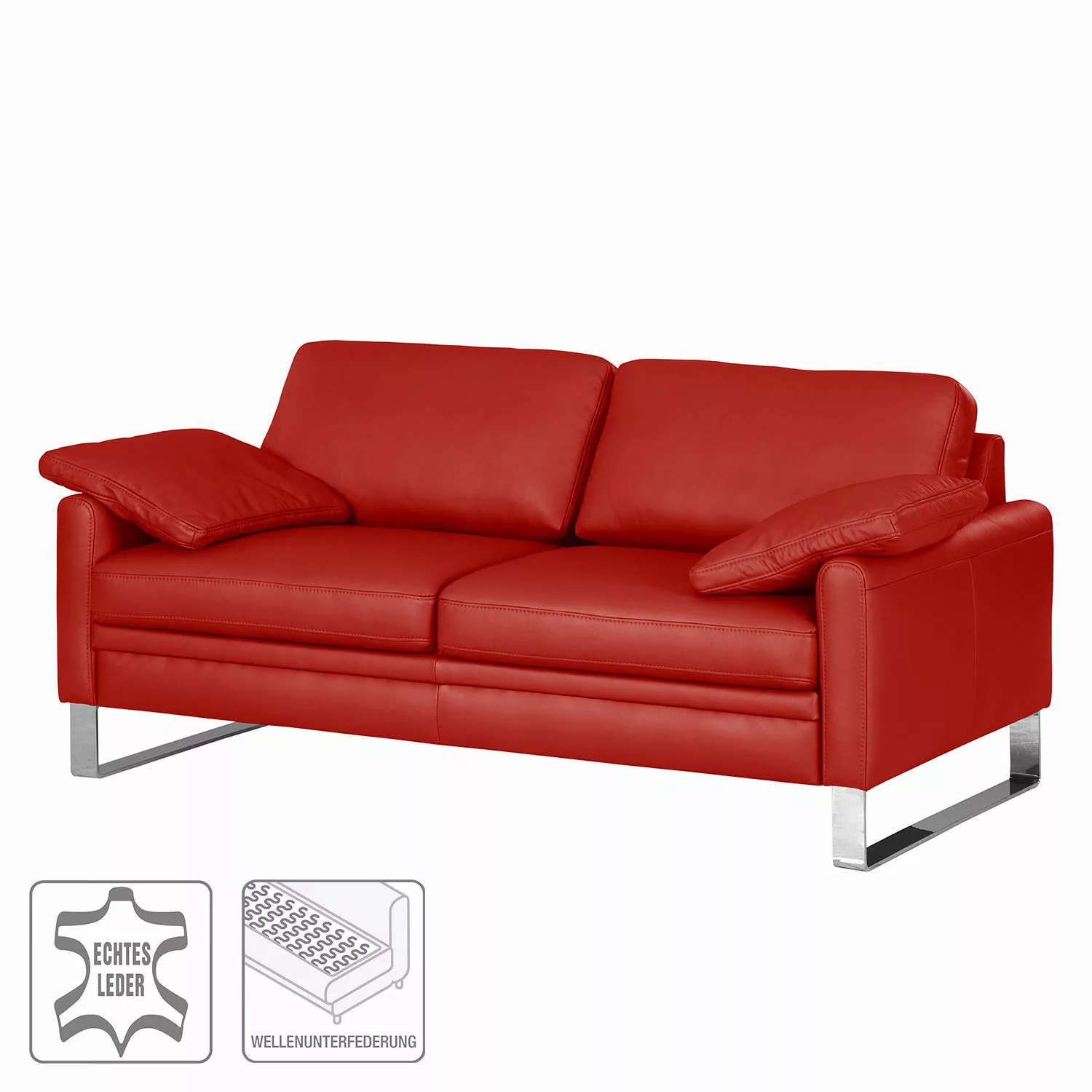 home24 Fredriks Sofa Laureto II 2-Sitzer Rot Echtleder 172x85x92 cm (BxHxT) günstig online kaufen