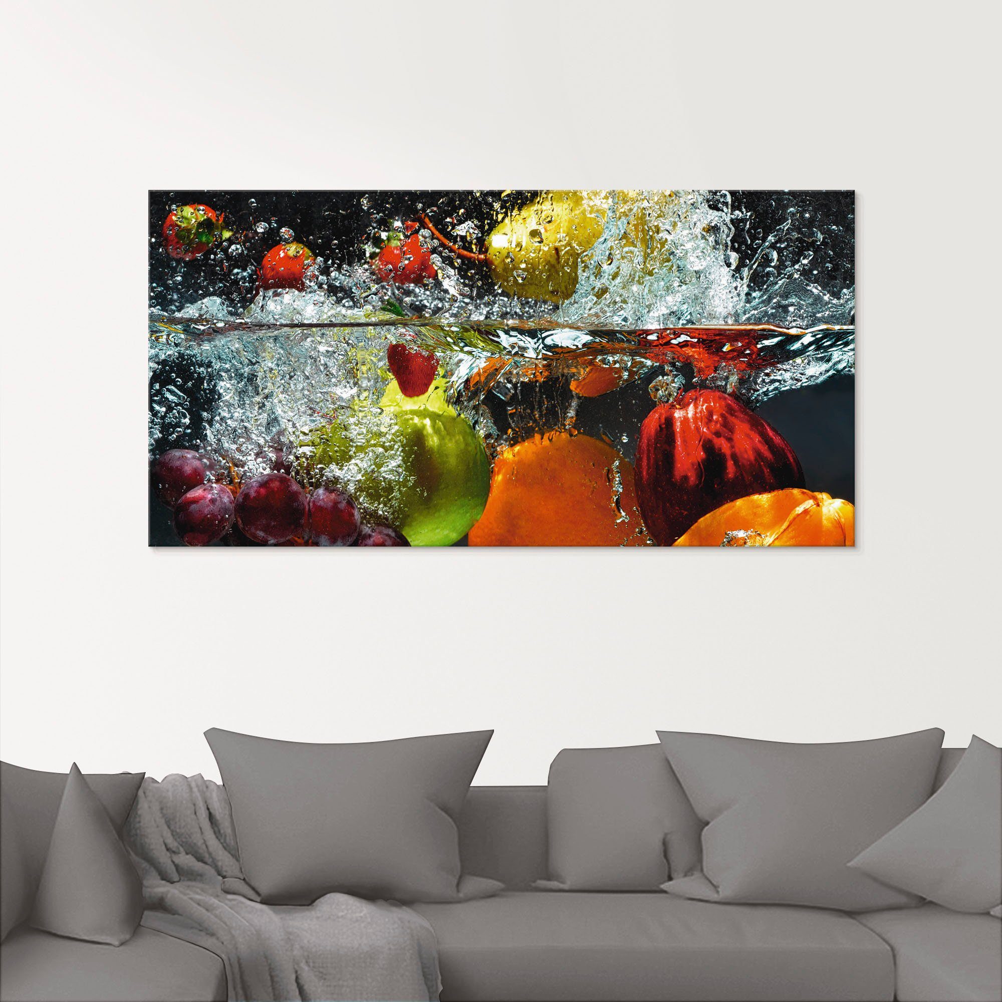Artland Glasbild "Spritzendes Obst auf dem Wasser", Lebensmittel, (1 St.), günstig online kaufen