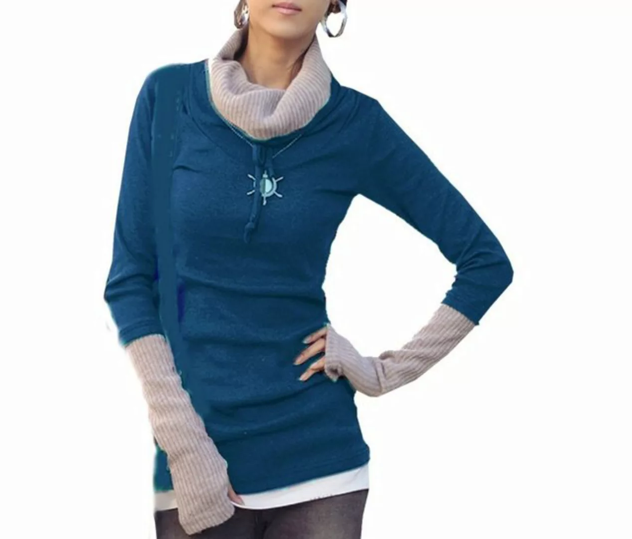 Mississhop Rollkragenpullover Longarmpullover Sweatshirt Rollkragenpullover günstig online kaufen