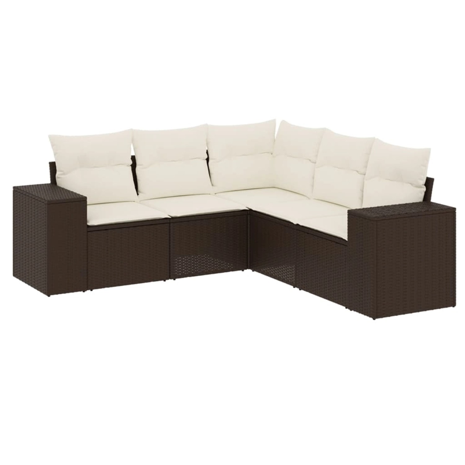 vidaXL 5-Tlg Garten-Sofagarnitur mit Kissen Braun Poly Rattan 3254890 günstig online kaufen