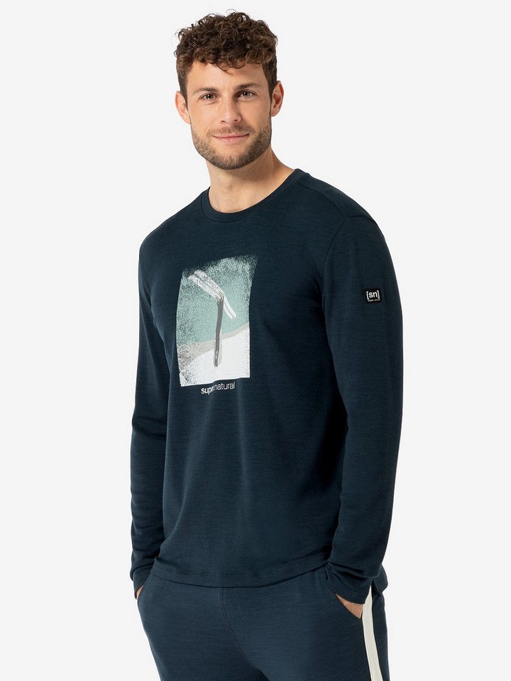 SUPER.NATURAL Sweatshirt für Herren, Merino HEADER BRUSH LS Winter Mood Mot günstig online kaufen