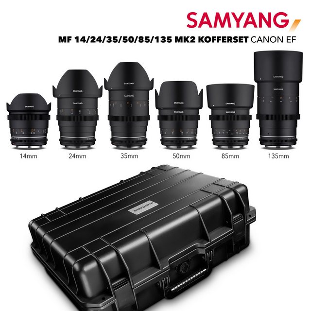 Samyang MF 14/24/35/50/85/135 MK2 VDSLR Kofferset Canon EF Objektiv günstig online kaufen