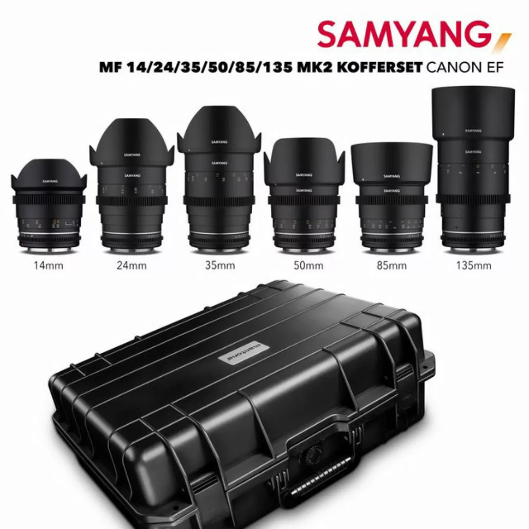 Samyang MF 14/24/35/50/85/135 MK2 VDSLR Kofferset Canon EF Objektiv günstig online kaufen