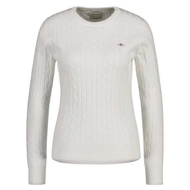 Gant Strickpullover STRETCH COTTON CABLE C-NECK mit Logostickerei auf der B günstig online kaufen