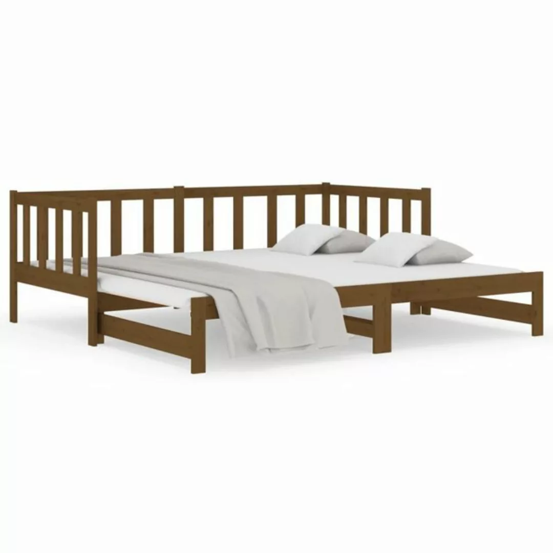 furnicato Bett Tagesbett Ausziehbar Honigbraun 2x(90x190) cm Massivholz Kie günstig online kaufen