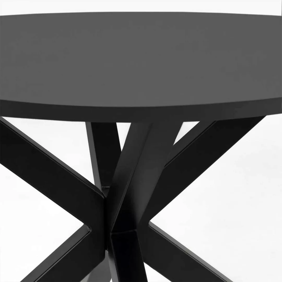 Runder Küchen Tisch in Schwarz mit Metallgestell 120 cm breit günstig online kaufen