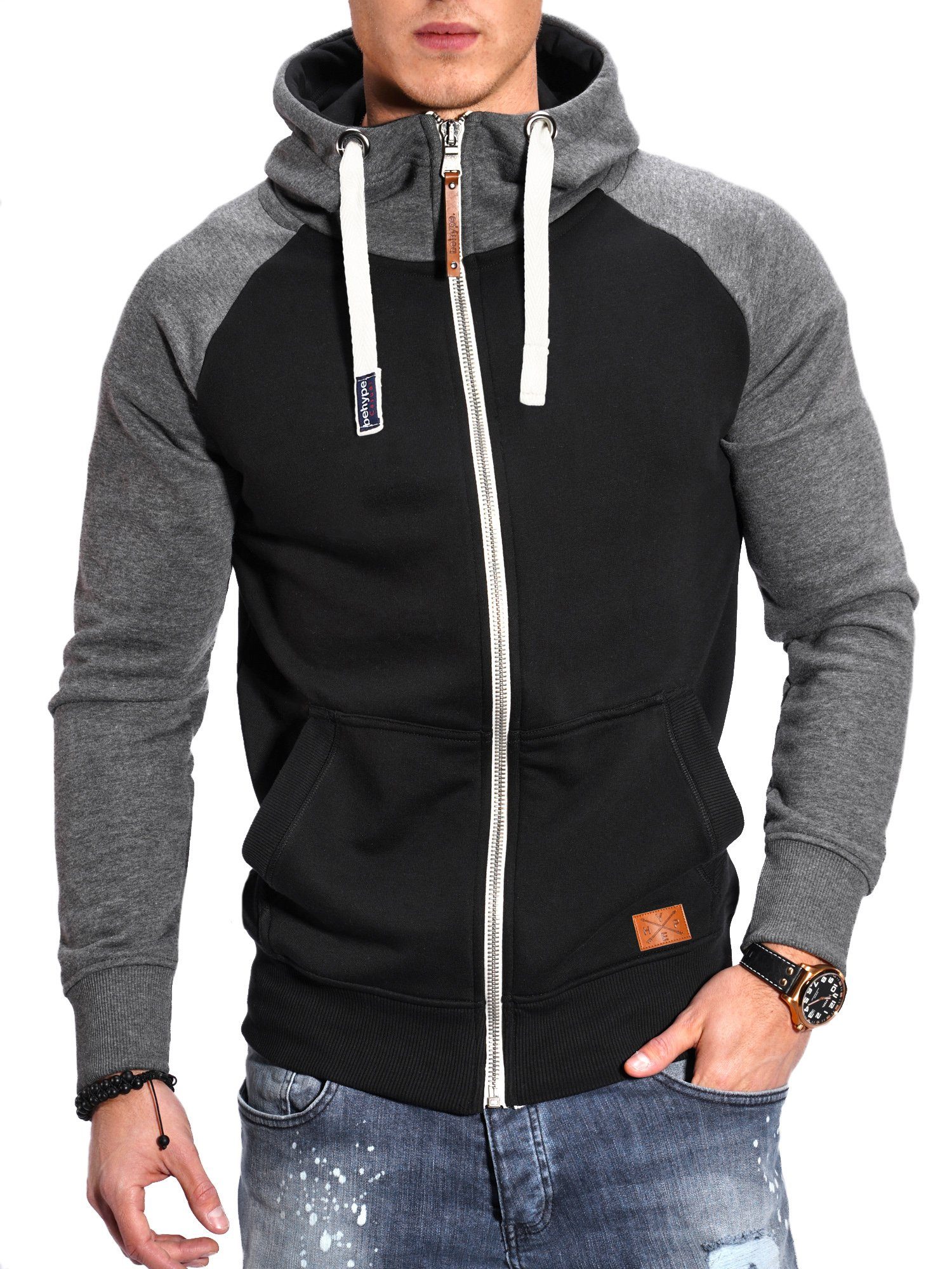 behype Kapuzensweatjacke BHSILA im Color-Block Stil günstig online kaufen