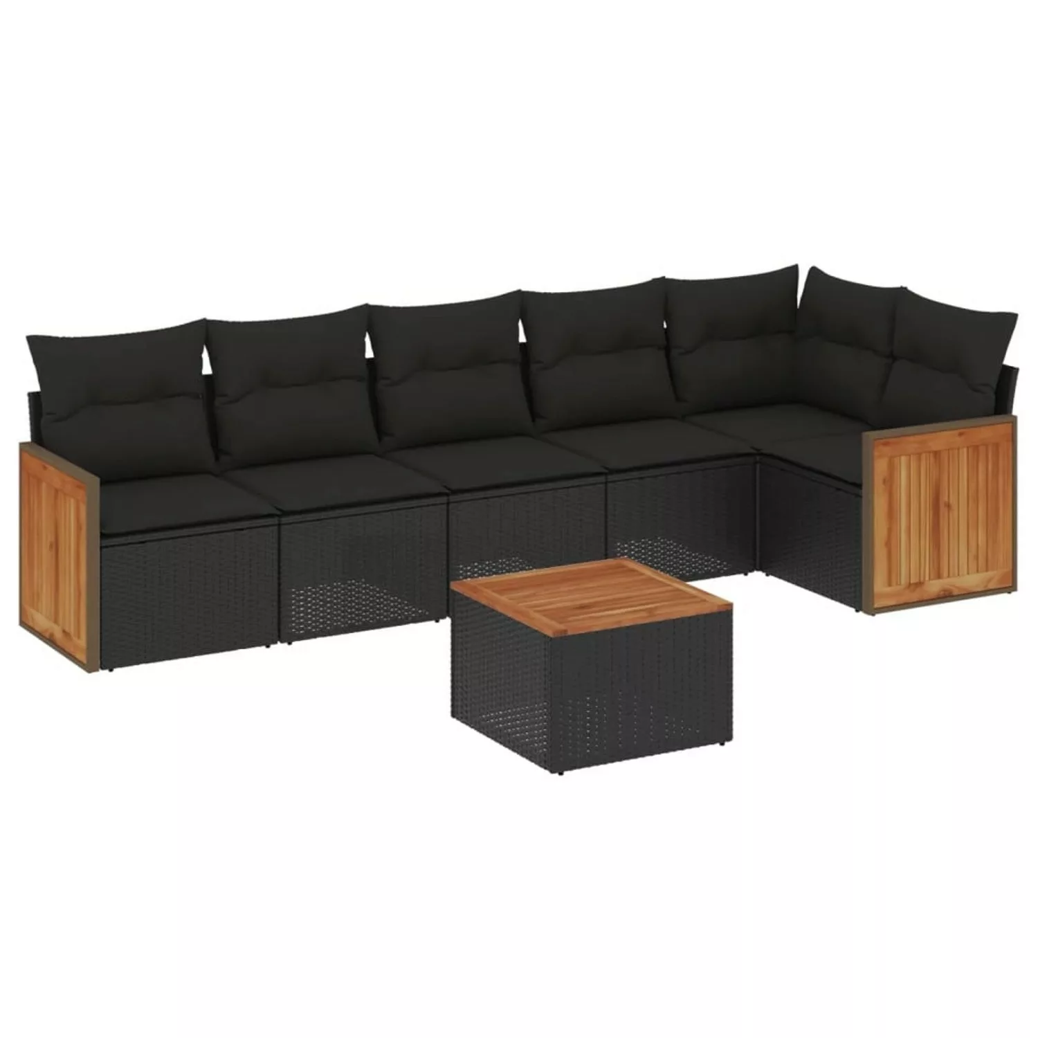 vidaXL 7-tlg Garten-Sofagarnitur mit Kissen Schwarz Poly Rattan Modell 144 günstig online kaufen