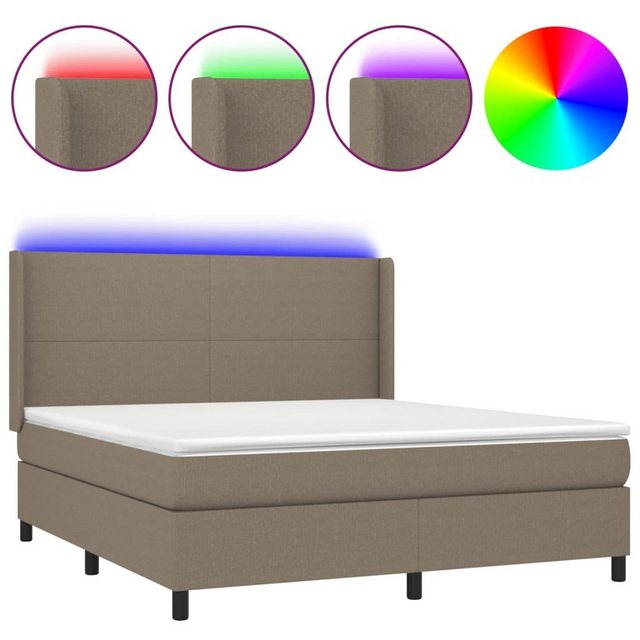 vidaXL Bettgestell Boxspringbett mit Matratze LED Taupe 180x200 cm Stoff Be günstig online kaufen