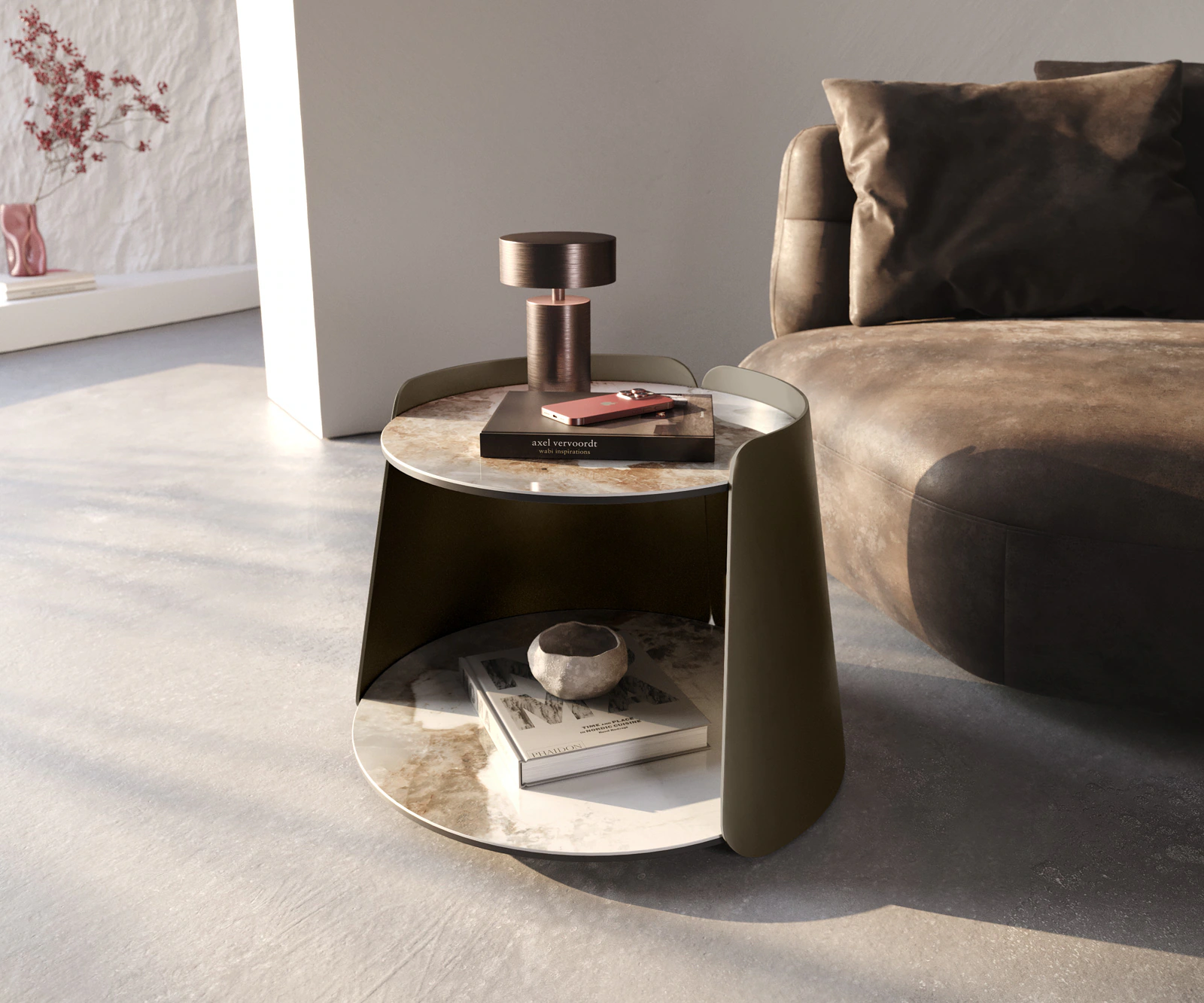 Couchtisch Daban 59x59 cm Keramik Minas Melange Weiß-Beige Gestell Metall T günstig online kaufen