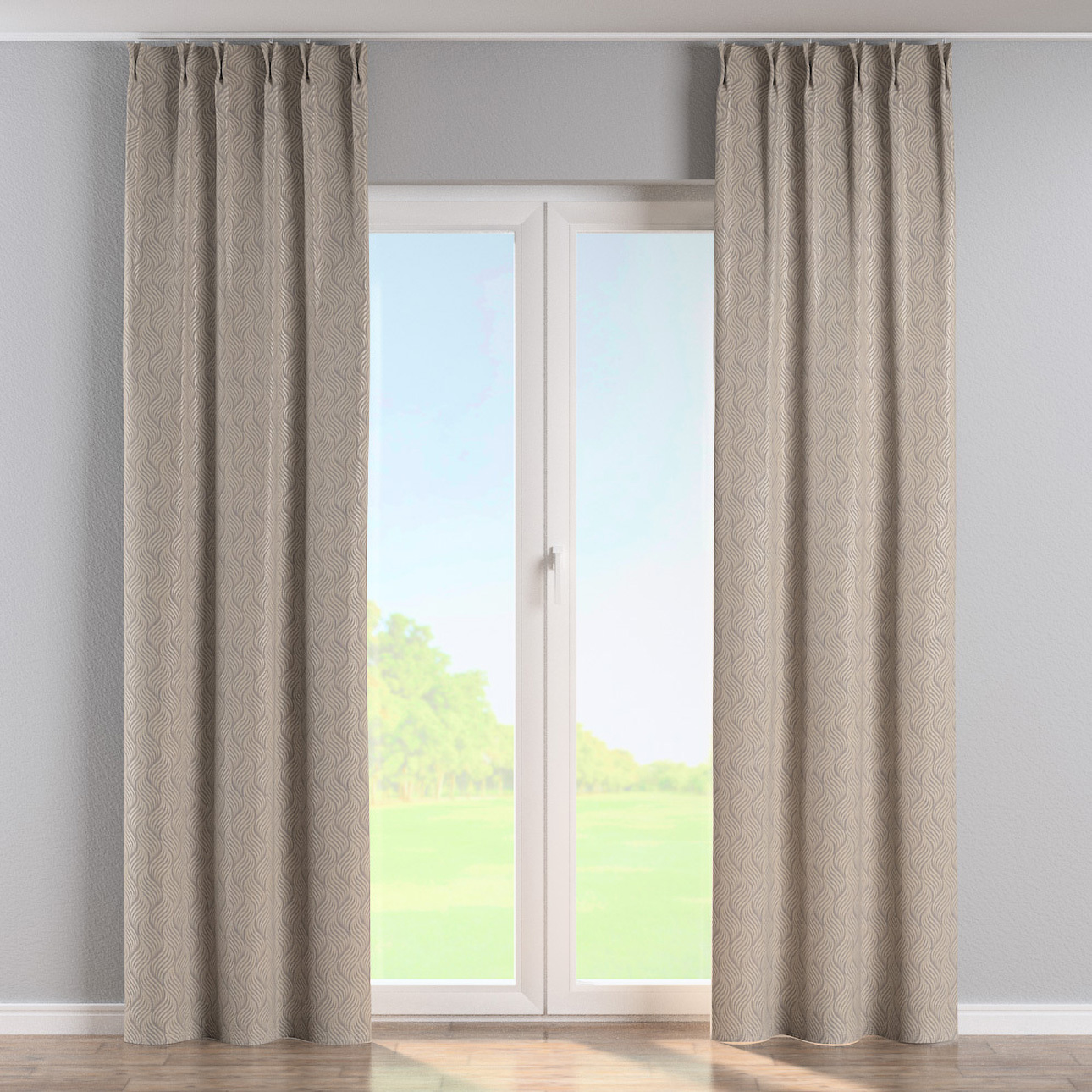 Vorhang mit flämischen 2-er Falten, grau-beige, Imperia Premium (144-09) günstig online kaufen