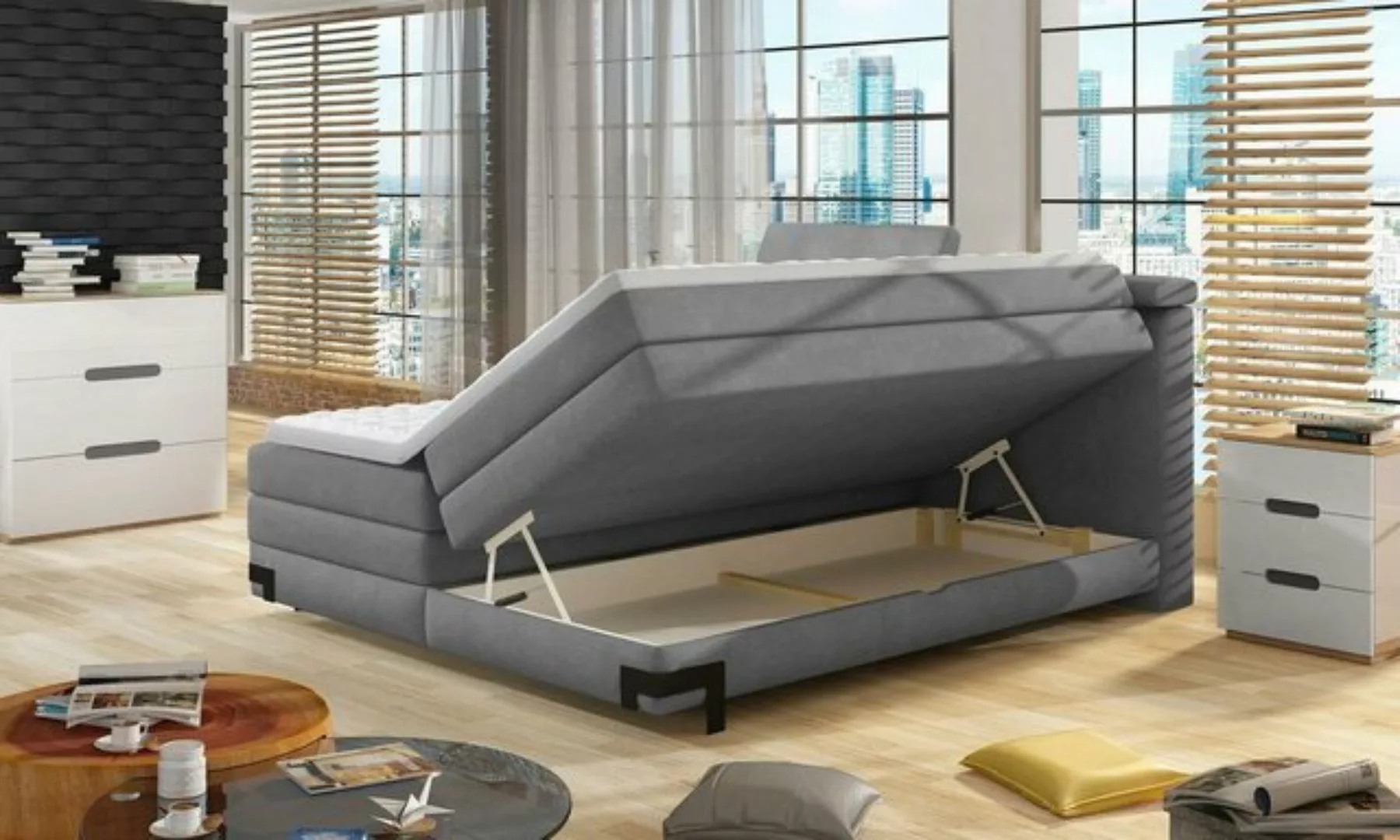 JVmoebel Bett, Designer Bett Schlafzimmer Betten Textil Luxus Polster Boxsp günstig online kaufen