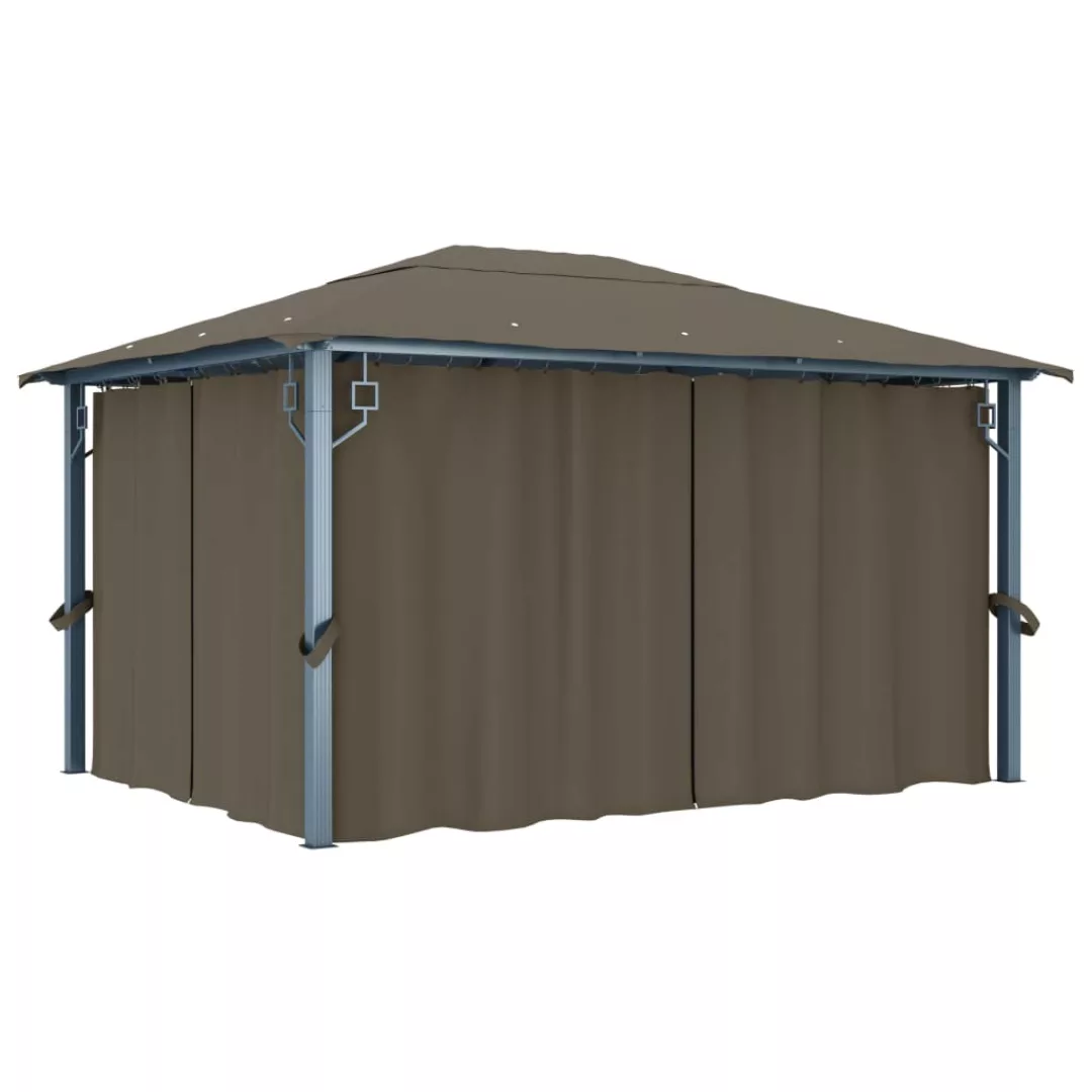 Pavillon Mit Vorhang 400x300 Cm Taupe Aluminium günstig online kaufen