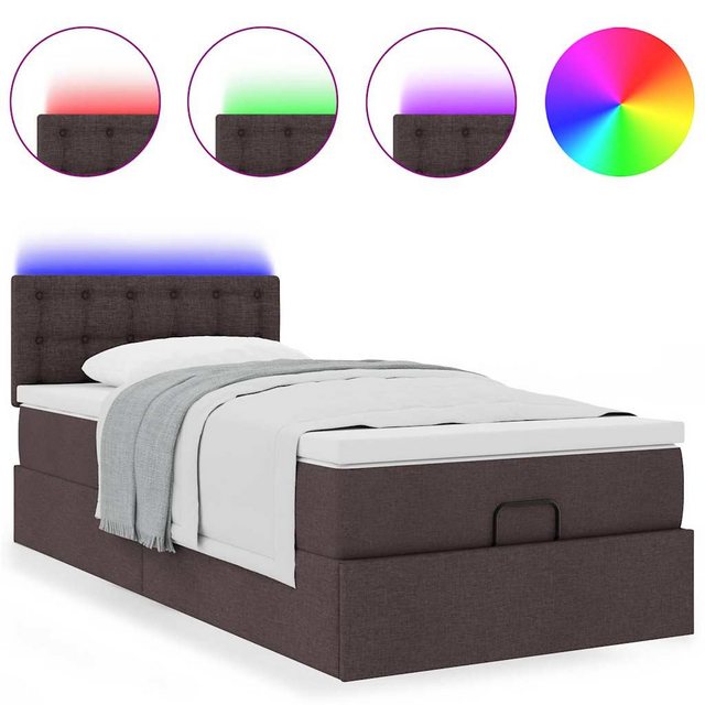 vidaXL Bett Ottoman-Bett mit Matratze & LEDs Dunkelbraun 90x200 cm Stoff günstig online kaufen