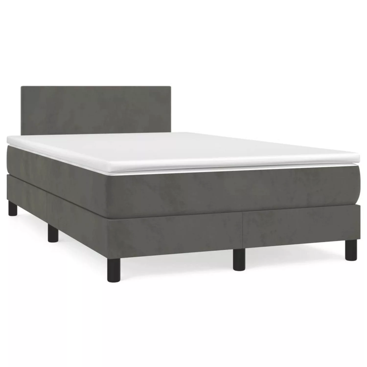 vidaXL Boxspringbett Boxspringbett mit Matratze Dunkelgrau 120x200 cm Samt günstig online kaufen