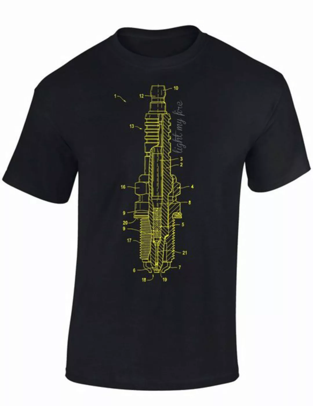 Baddery Print-Shirt Auto T-Shirt : Zündkerze - Light my fire - Motorsport T günstig online kaufen