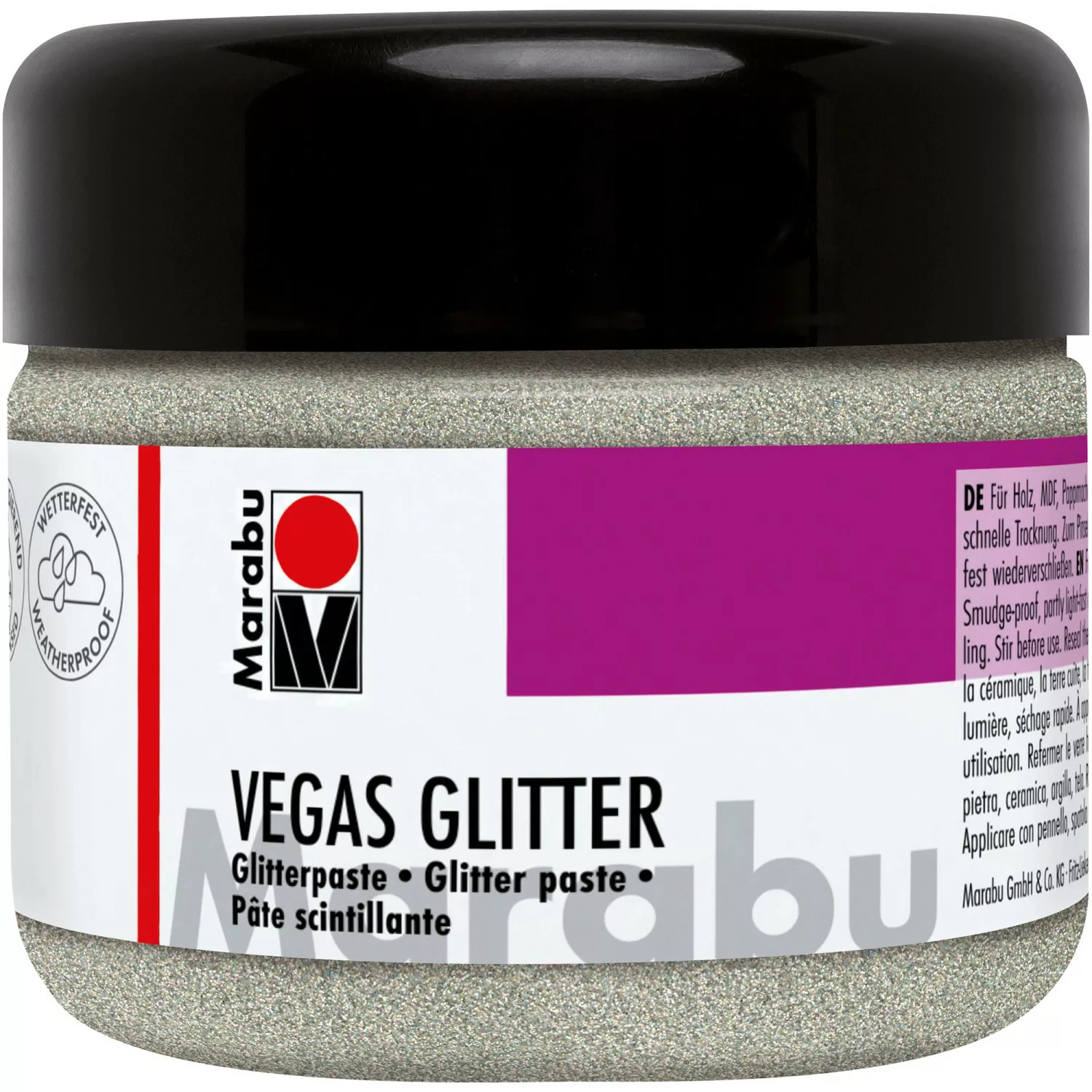Marabu Glitterpaste Vegas Glitter 225 ml Glitter-Silber günstig online kaufen