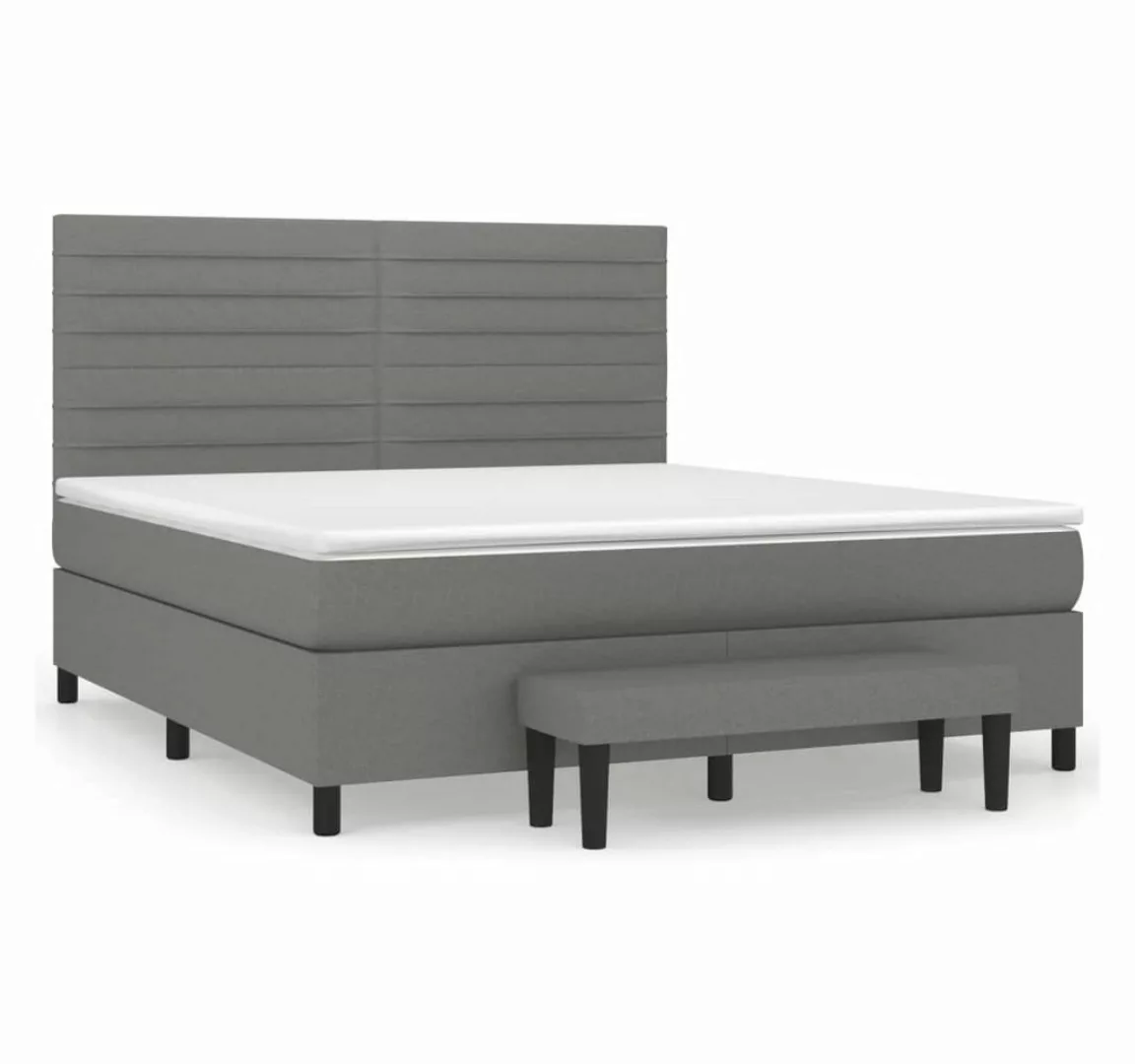 vidaXL Boxspringbett Boxspringbett mit Matratze Dunkelgrau 160x200 cm Stoff günstig online kaufen