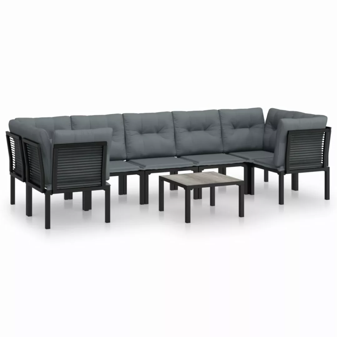 Vidaxl 8-tlg. Garten-lounge-set Schwarz Und Grau Poly Rattan günstig online kaufen