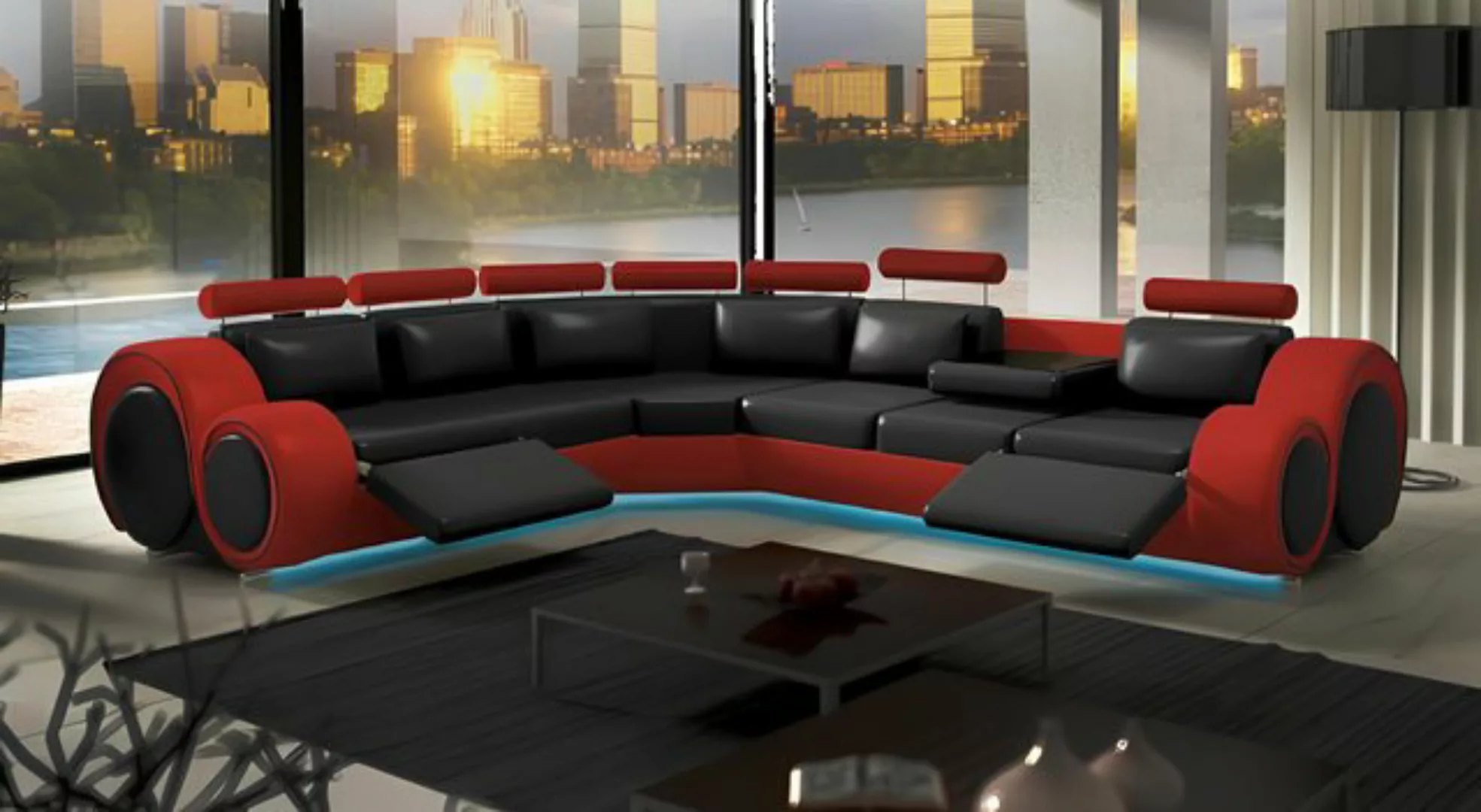 Xlmoebel Ecksofa Ledersofa mit USB-Anschluss Designcouch Ledercouch Wohnlan günstig online kaufen