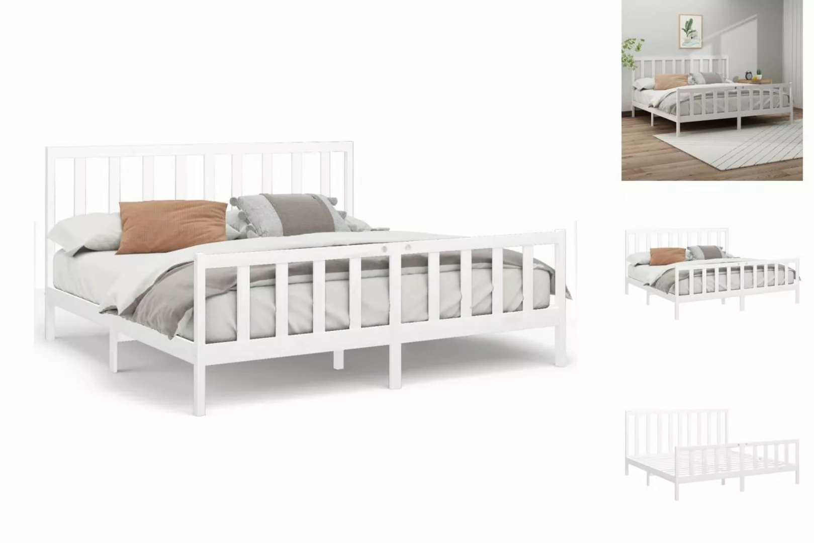 vidaXL Bettgestell Massivholzbett Weiß Kiefer 200x200 cm Bett Bettgestell D günstig online kaufen