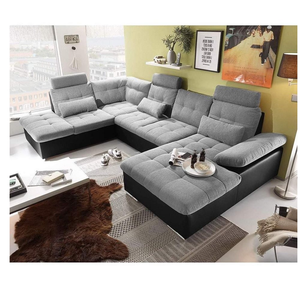 Xlmoebel Ecksofa Sofa mit Bettfunktion in U-Form aus Stoff, modernes Eckdes günstig online kaufen