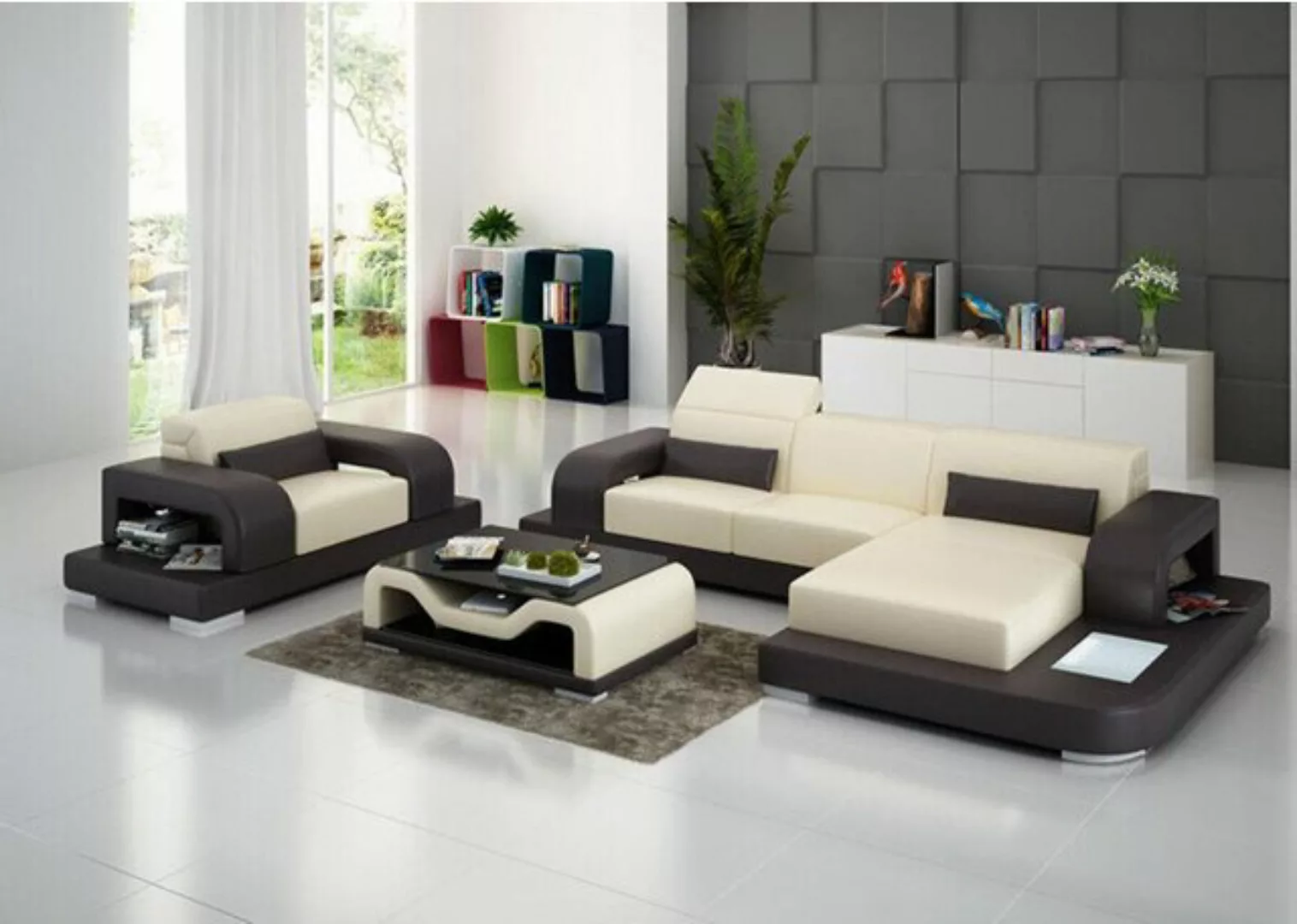 JVmoebel Ecksofa, Ledersofa Wohnlandschaft Ecksofa L-förmig 1 Sitzer Sofa m günstig online kaufen