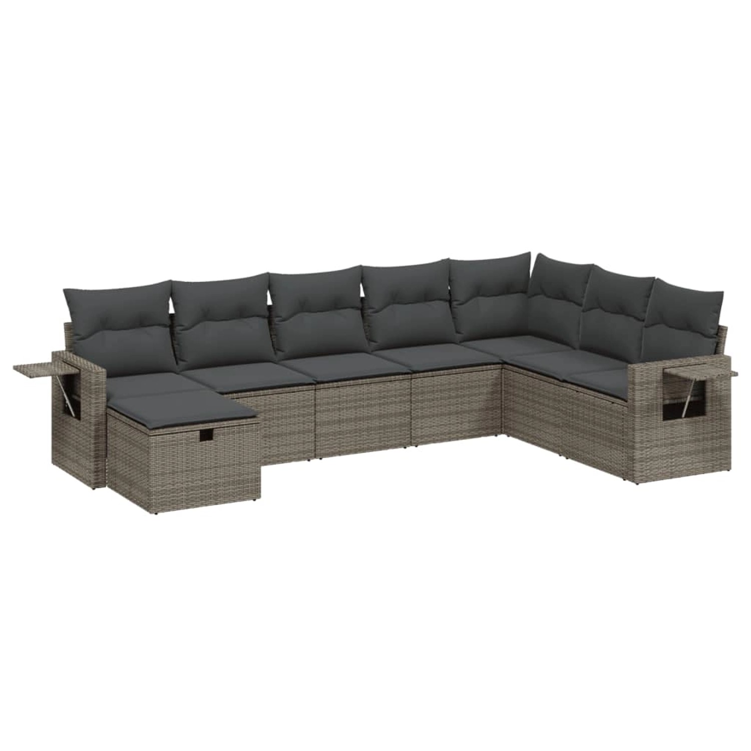 vidaXL 8-Tlg Garten-Sofagarnitur mit Kissen Grau Poly Rattan 3263896 günstig online kaufen