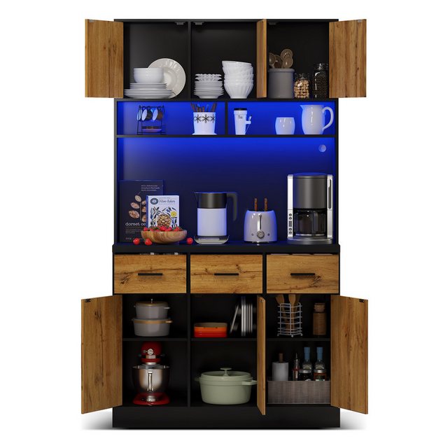 Odikalo Hochschrank Buffet 100x40x180cm verstellbaren Einlegeböden für Küch günstig online kaufen