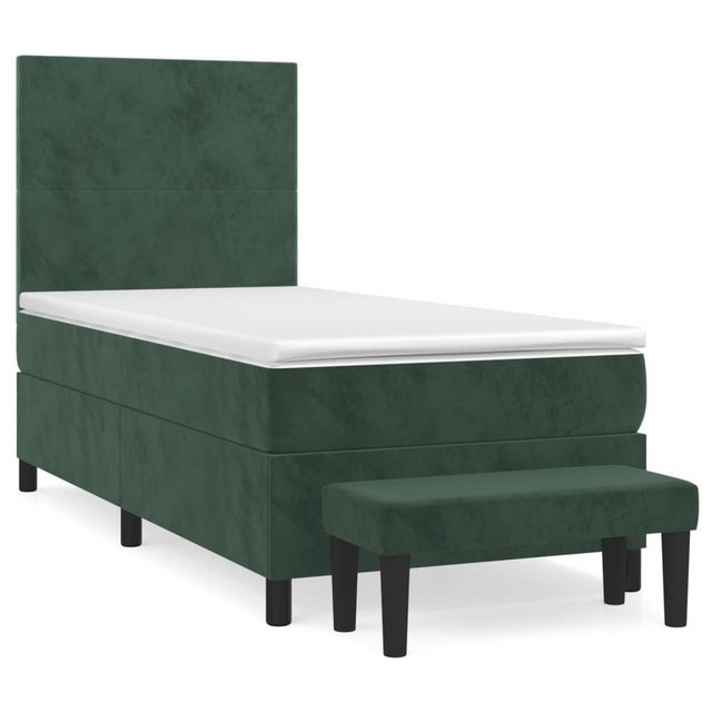 vidaXL Boxspringbett Boxspringbett mit Matratze Dunkelgrün 90x190 cm Samt B günstig online kaufen