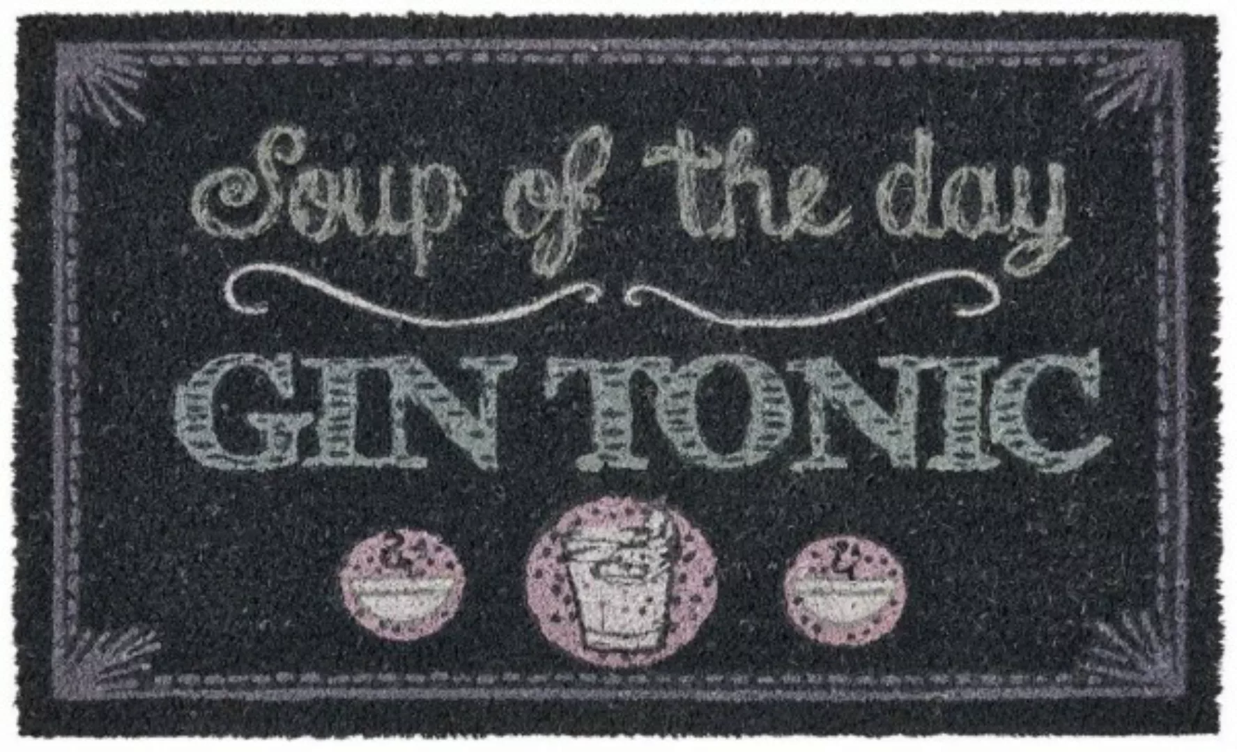 FUSSMATTE, SOUP OF THE DAY "Gin Tonic", GRAU 45x75cm günstig online kaufen