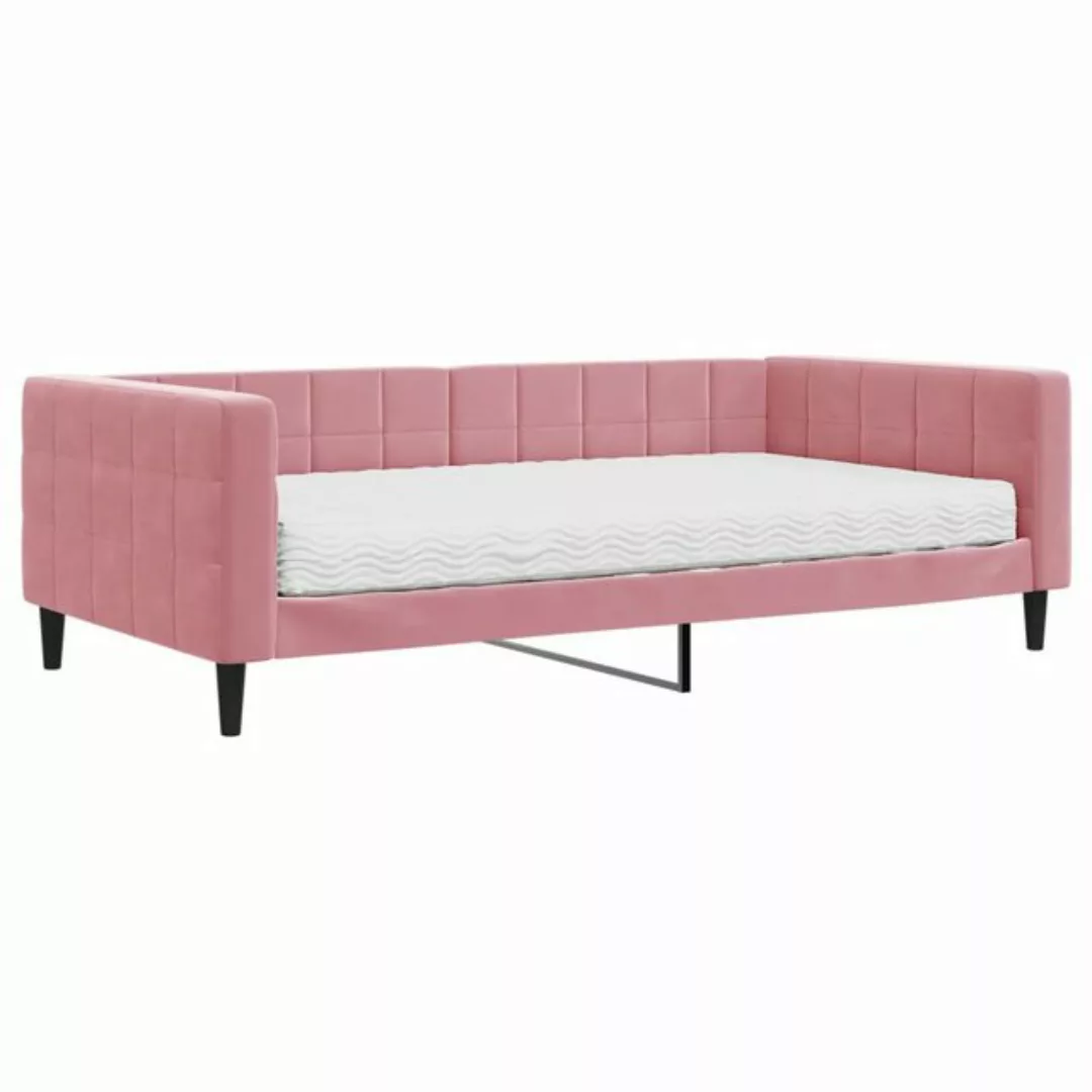 vidaXL Gästebett Gästebett Tagesbett mit Matratze Rosa 100x200 cm Samt Bett günstig online kaufen