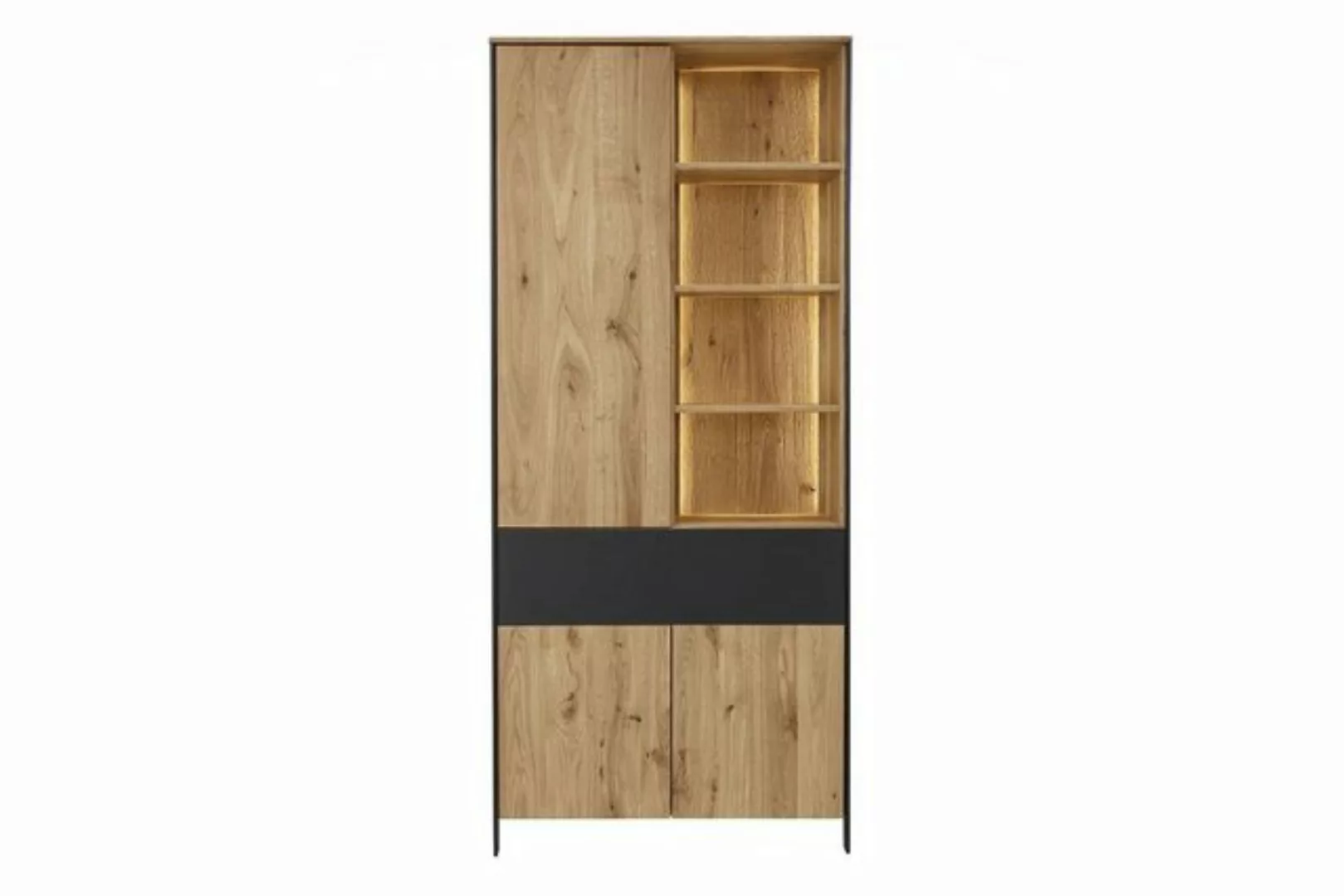 daslagerhaus living Hochschrank Vitrinenschrank Benni Wildeiche H 200 cm günstig online kaufen