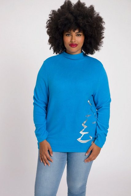 Ulla Popken Sweatshirt Pullover Tannenbaum-Motiv Stehkragen Langarm günstig online kaufen