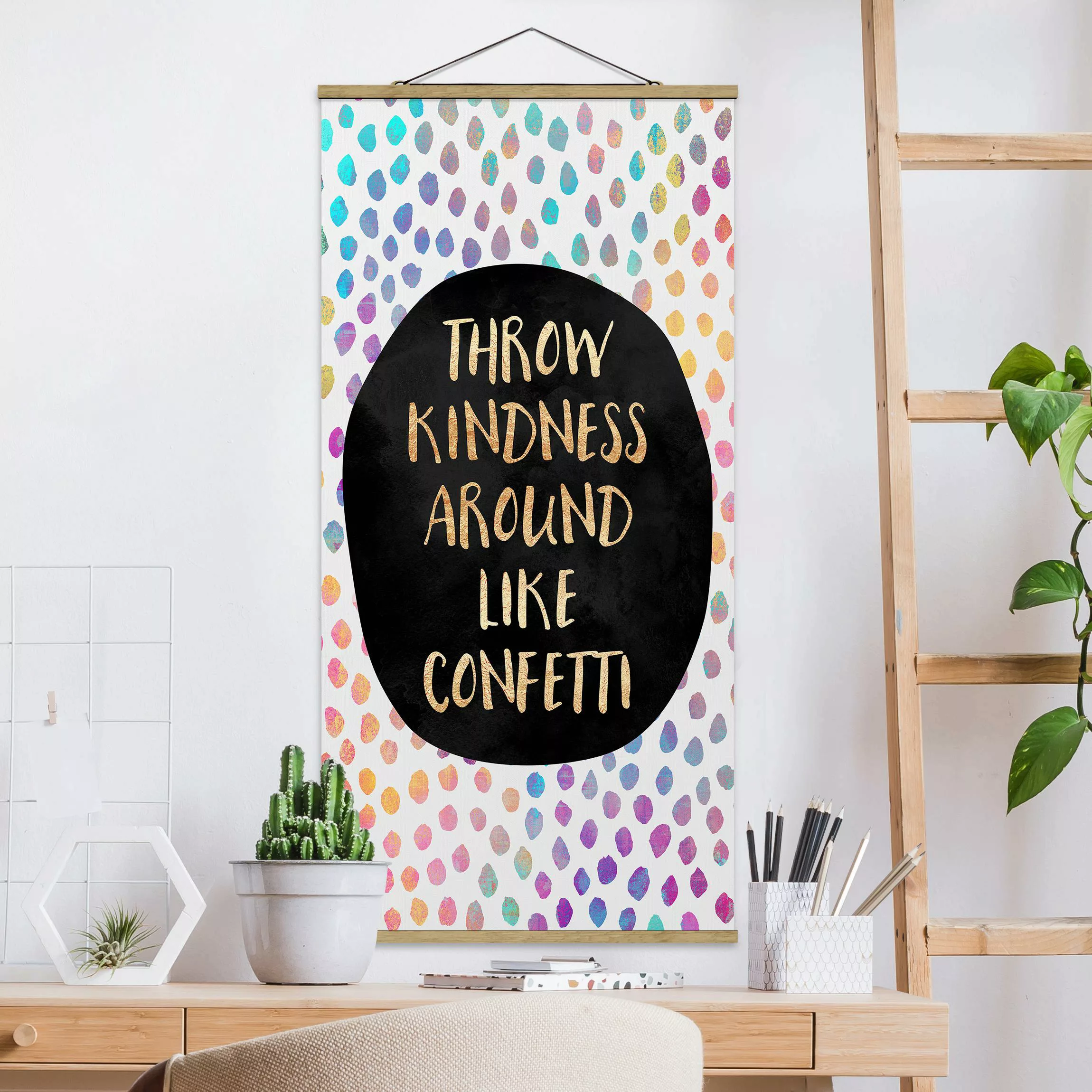 Stoffbild Spruch mit Posterleisten - Hochformat Throw Kindness Around Like günstig online kaufen