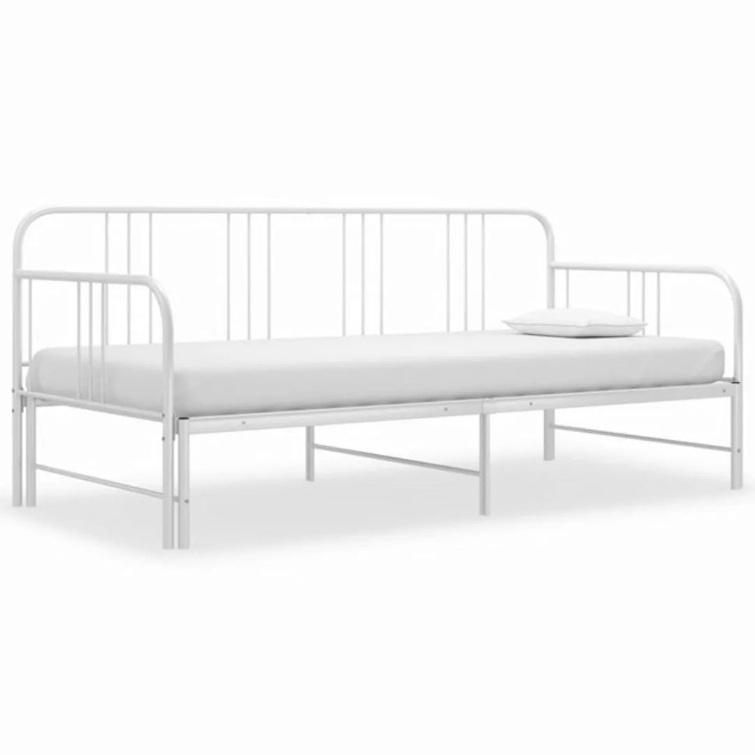 vidaXL Gästebett Ausziehsofa Bettgestell Weiß Metall 90x200 cm Einzelbett B günstig online kaufen