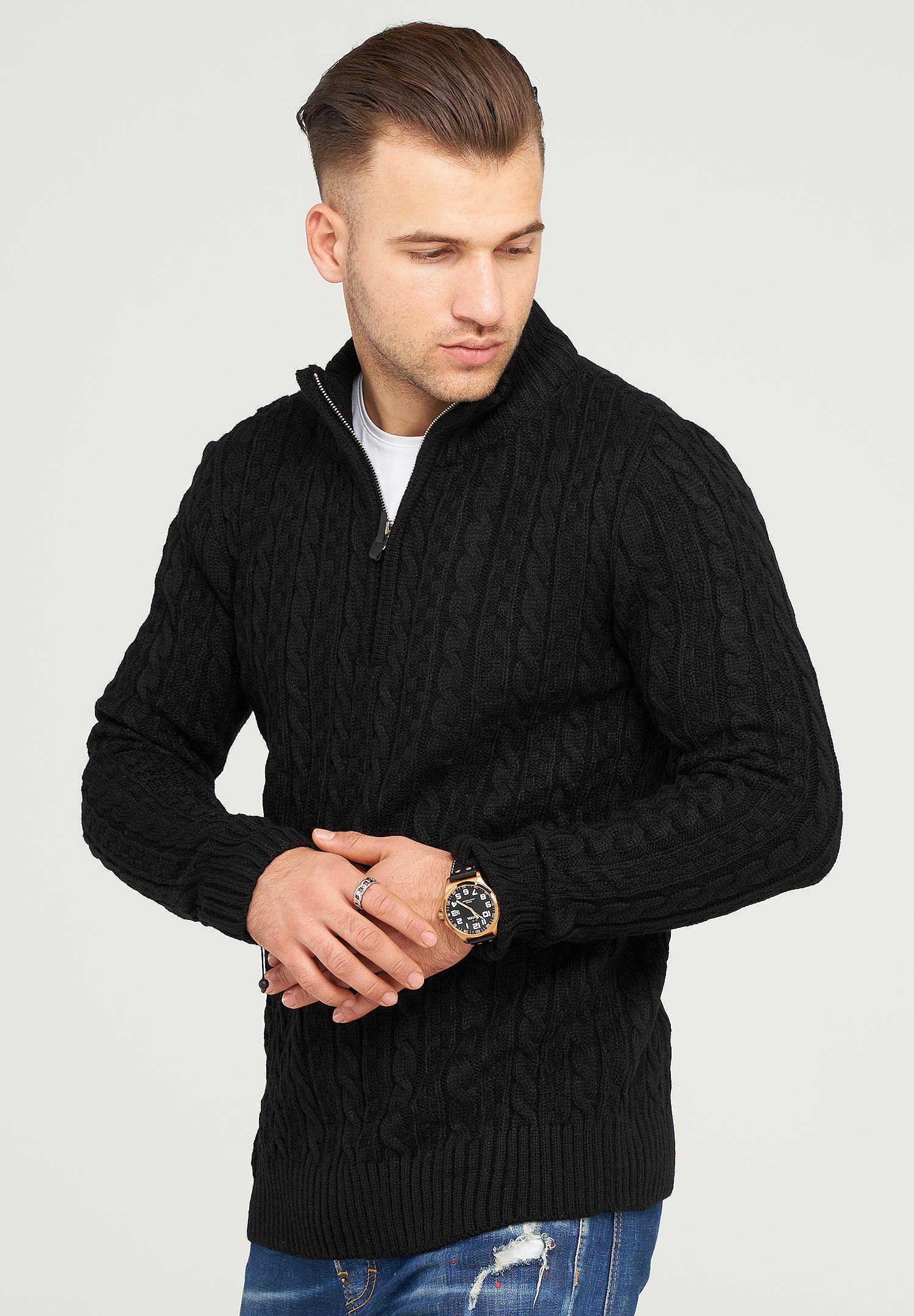 behype Strickpullover "CILIAN HENLEY", mit gemütlichem Stehkragen günstig online kaufen