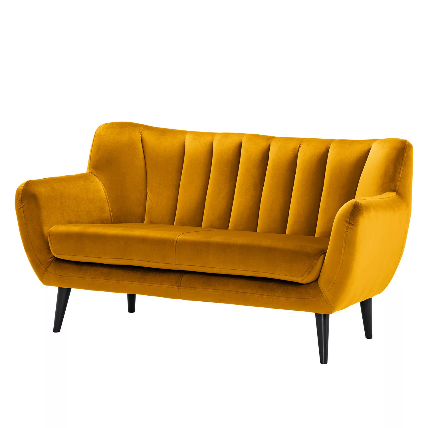 home24 Norrwood Sofa Polva I 2-Sitzer Senfgelb Samt 155x82x81 cm günstig online kaufen