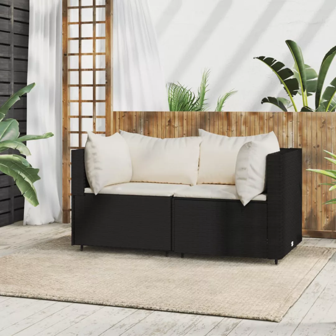 Vidaxl Garten-ecksofas Mit Kissen 2 Stk. Schwarz Poly Rattan günstig online kaufen