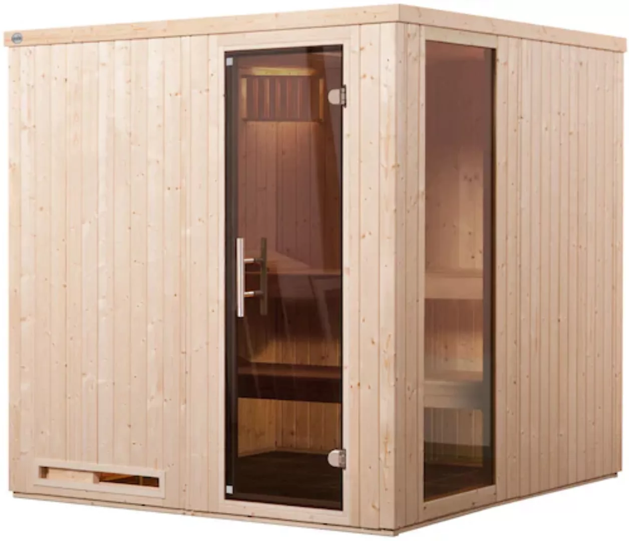 Weka Elementsauna Halmstad 2 Sparset 5,4 kW Kompakt Glastür/Fenster günstig online kaufen