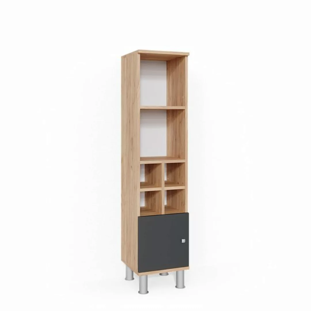 Vicco Midischrank Fynn, Anthrazit/Goldkraft Eiche, 30 x 130.6 cm kleine Tür günstig online kaufen