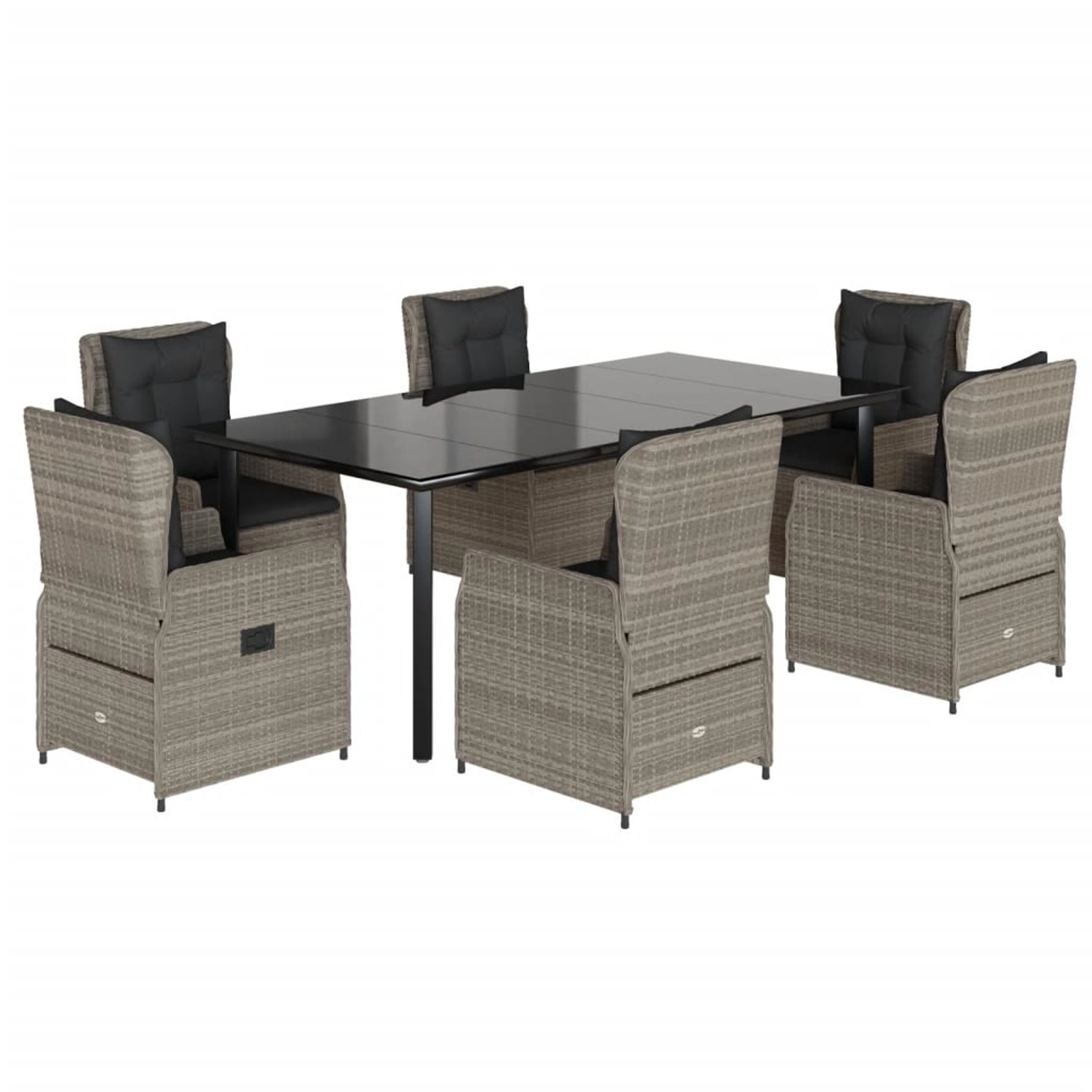 vidaXL 7-Tlg Garten-Essgruppe mit Kissen Hellgrau Poly Rattan 3262908 günstig online kaufen
