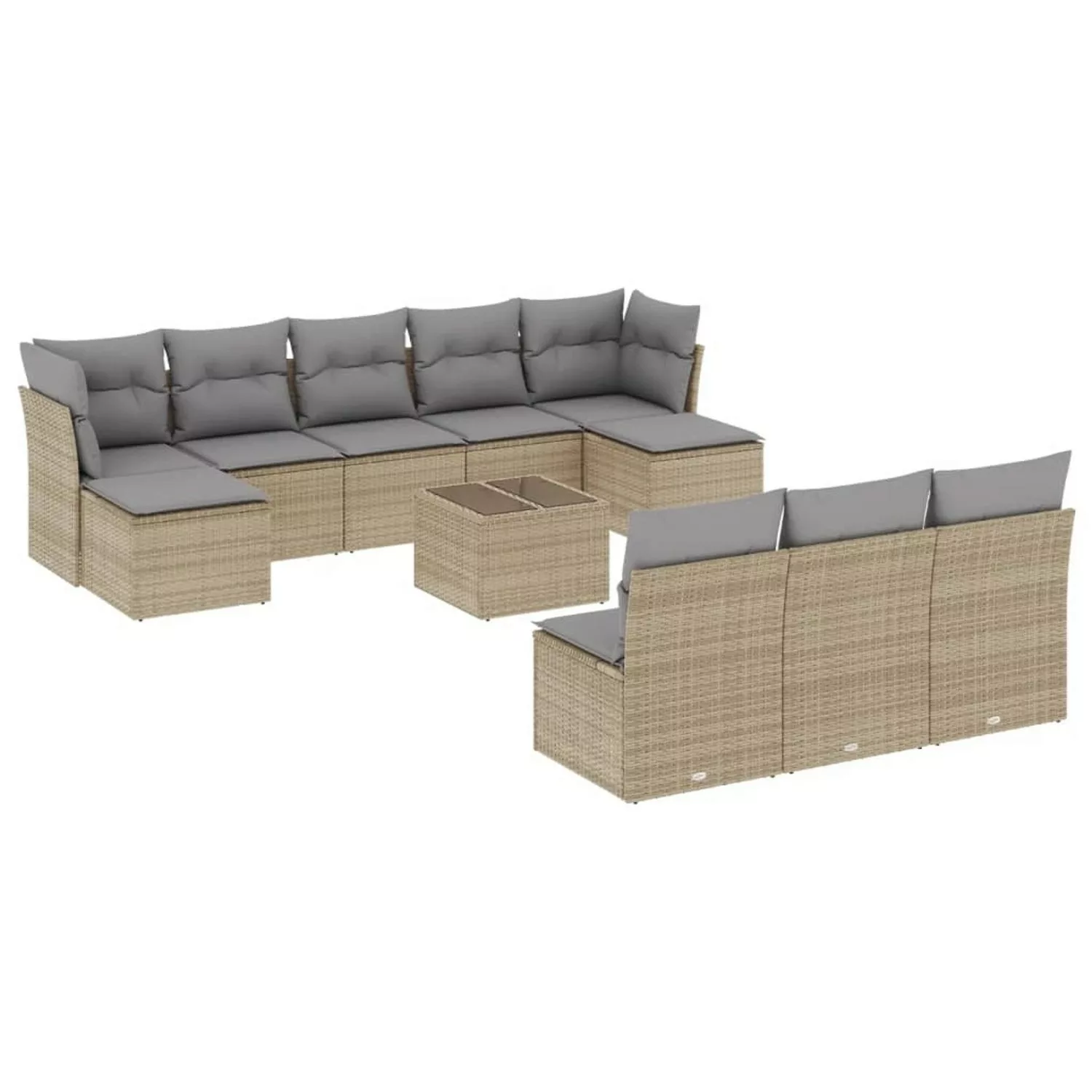 vidaXL 11-tlg Garten-Sofagarnitur mit Kissen Beige Poly Rattan Modell 68 günstig online kaufen